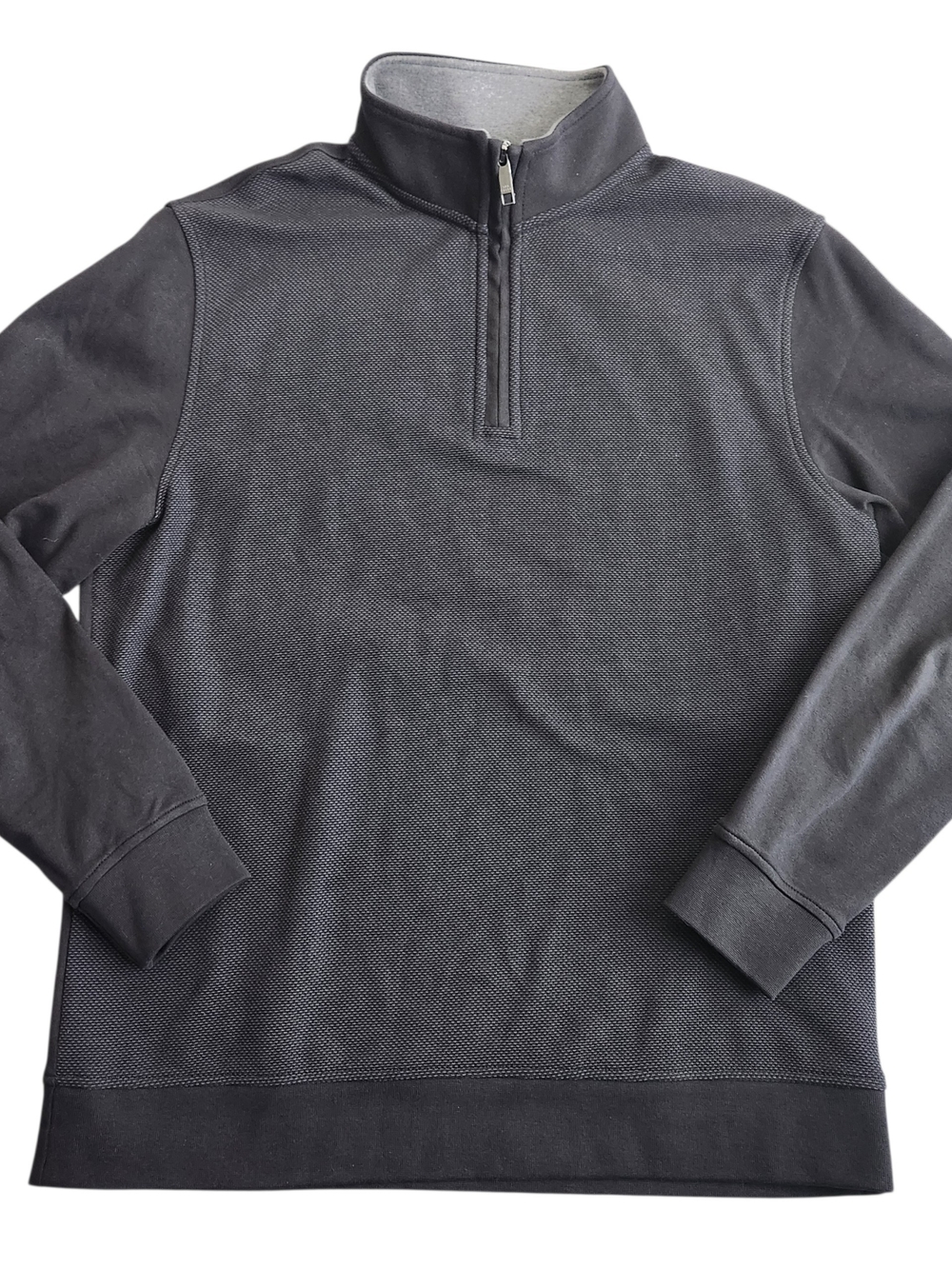Ted Baker 1/4 Zip Pullover Sweater Textured Men's L Black Gray Knit Performance